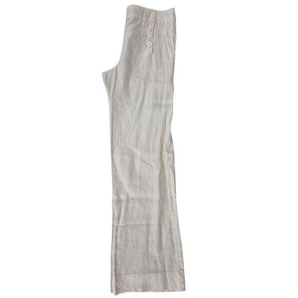Max Studio 100% White Linen Wide Leg Button Front Pants Sz 2 Beach Cruise NWT - Picture 4 of 5
